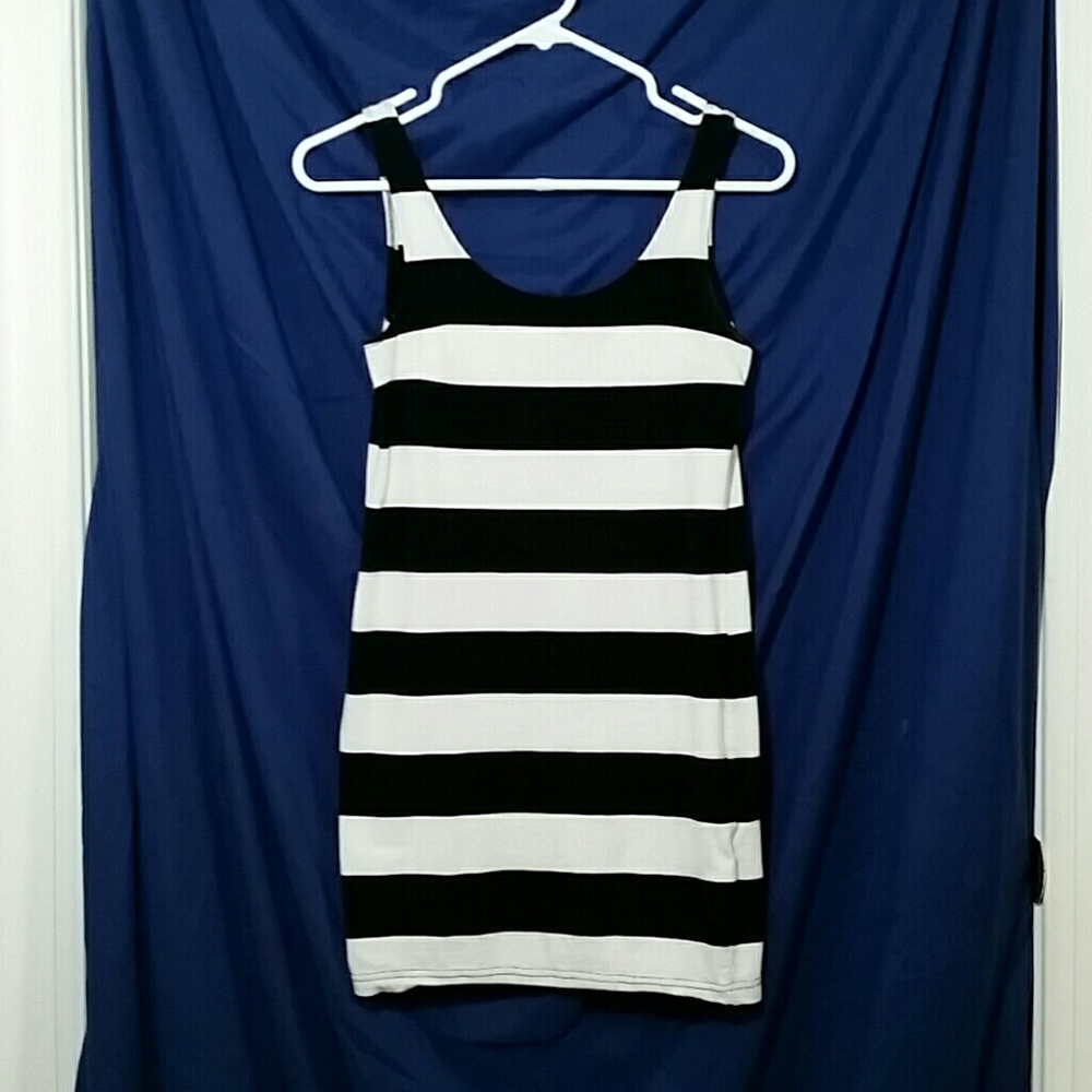 Black and White Striped Tshirt Dress